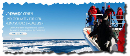 screenshot - schiff im eismeer mit rwe-slogan